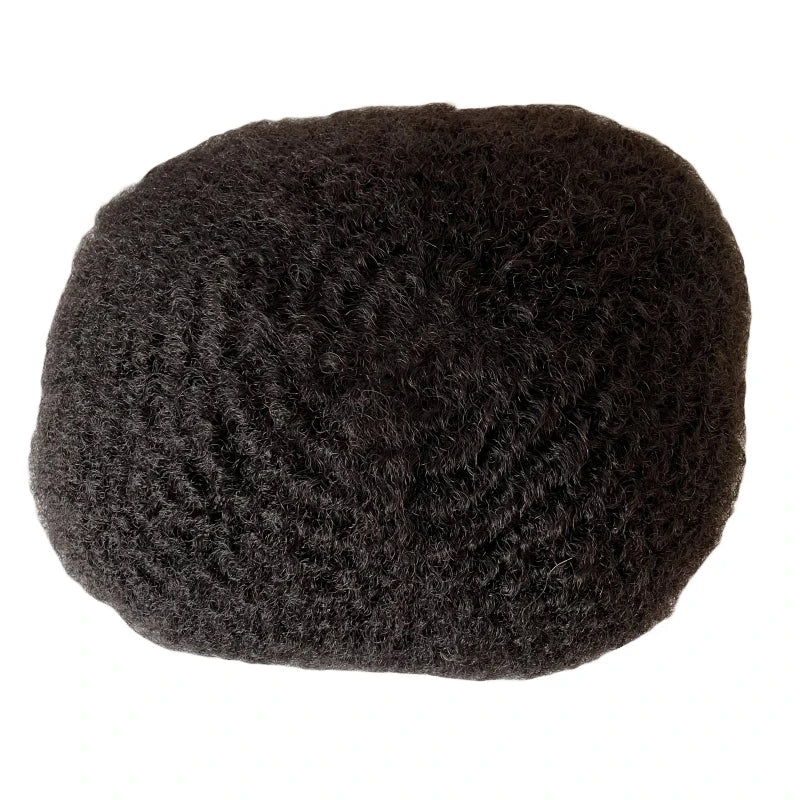 Indiai szűz emberi hajból készült teljes csipkés póthaj #1B színben, afro hullám fekete férfiaknak 6/8/10 mm