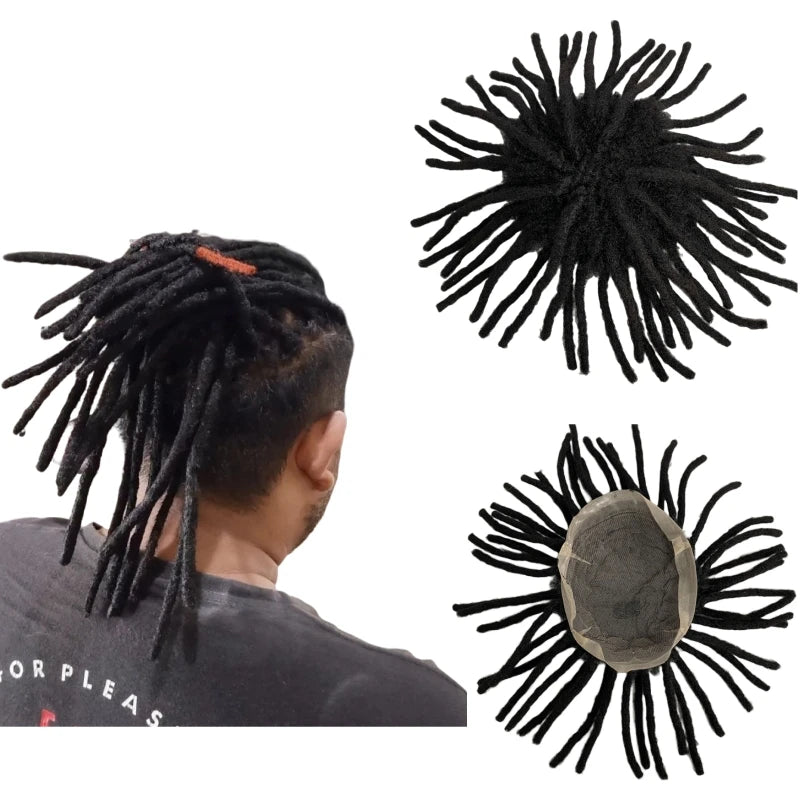 Dreadlocks Full Lace Human Hair System for Black Men 8x10