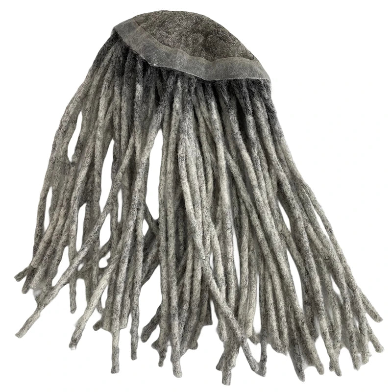 Australia-tyyppinen hiustuppi, dreadlocks-topperi 1b harmaa mustalle naiselle 8"x10"