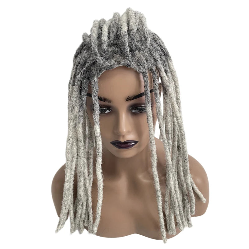 Australia Type Toupee Dreadlocks Topper 1b Grey for Black Woman 8"x10" - product view