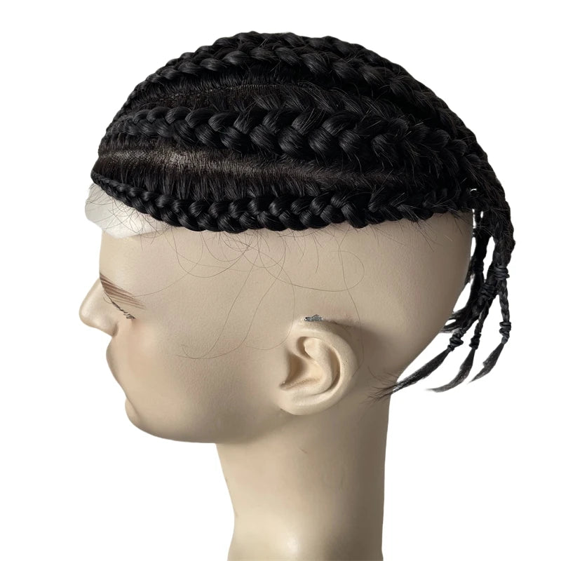 Indiai szűz emberi haj cornrow fonatok 7x9 tupé fekete férfiaknak természetes fekete #1B