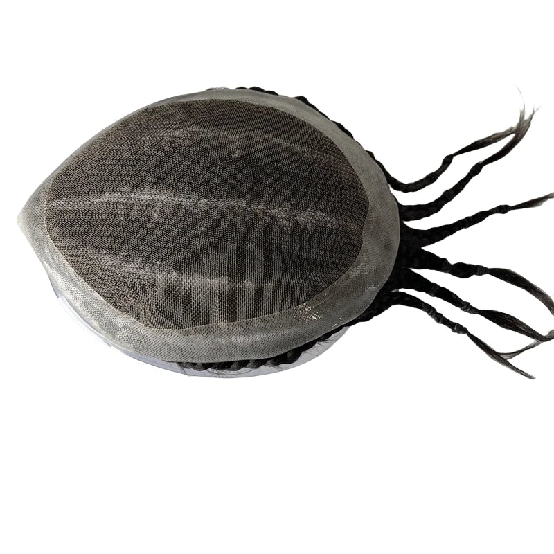 Indiai szűz emberi haj cornrow fonatok 7x9 tupé fekete férfiaknak természetes fekete #1B