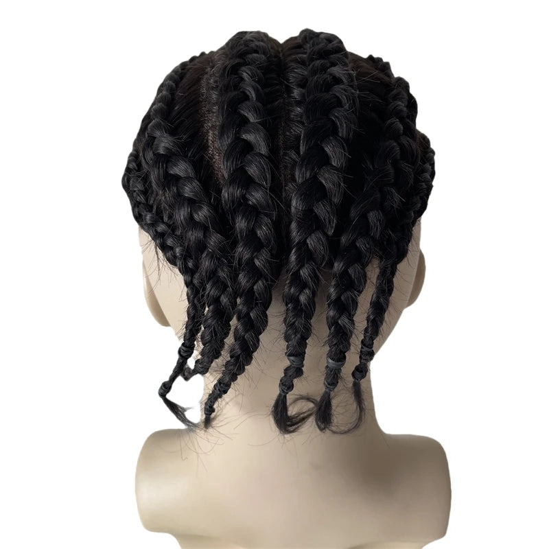 Indiai szűz emberi haj cornrow fonatok 7x9 tupé fekete férfiaknak természetes fekete #1B