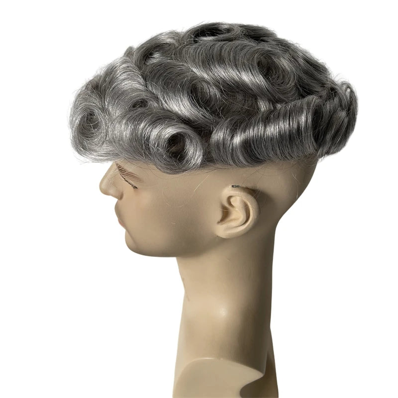 Intialainen neitsythius 1b80# 8x10 toupee, täysi sveitsiläinen pitsi miehille