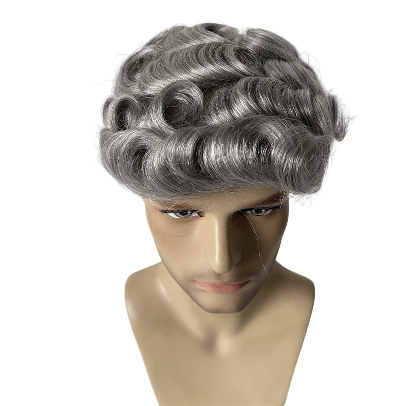 Intialainen neitsythius 1b80# 8x10 toupee, täysi sveitsiläinen pitsi miehille