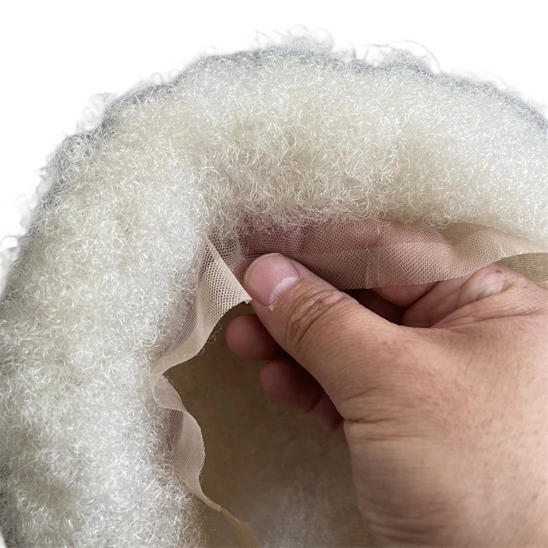 Intialainen neitsythius Afro-toupee 4 mm juurella, platinanvärinen #60, 8x10 täysi pitsiyksikkö miehille