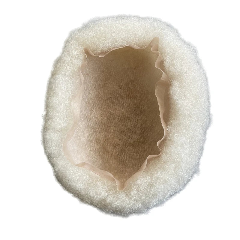 Intialainen neitsythius Afro-toupee 4 mm juurella, platinanvärinen #60, 8x10 täysi pitsiyksikkö miehille