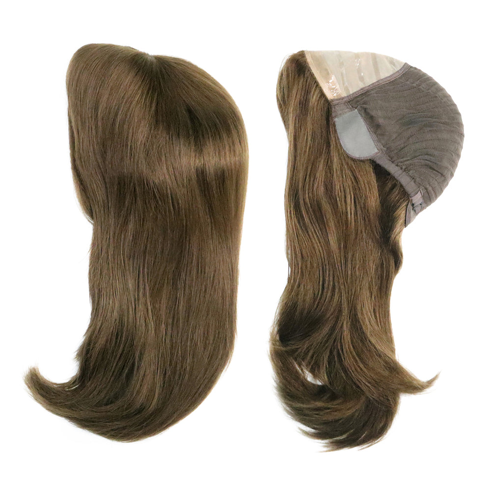 Silketop-paryk til kvinder med 1/8" foldet blonde og 1" polybelægning foran