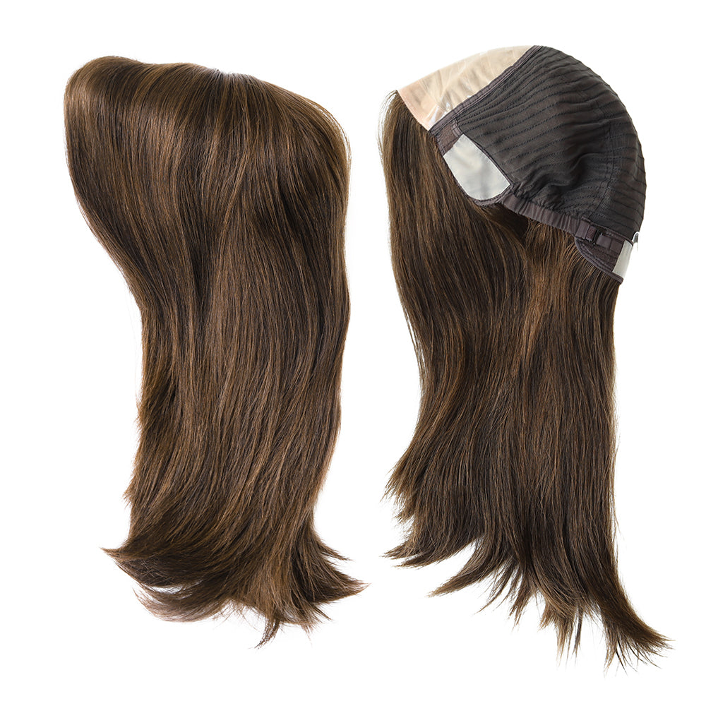 Silketop-paryk til kvinder med 1/8" foldet blonde og 1" polybelægning foran