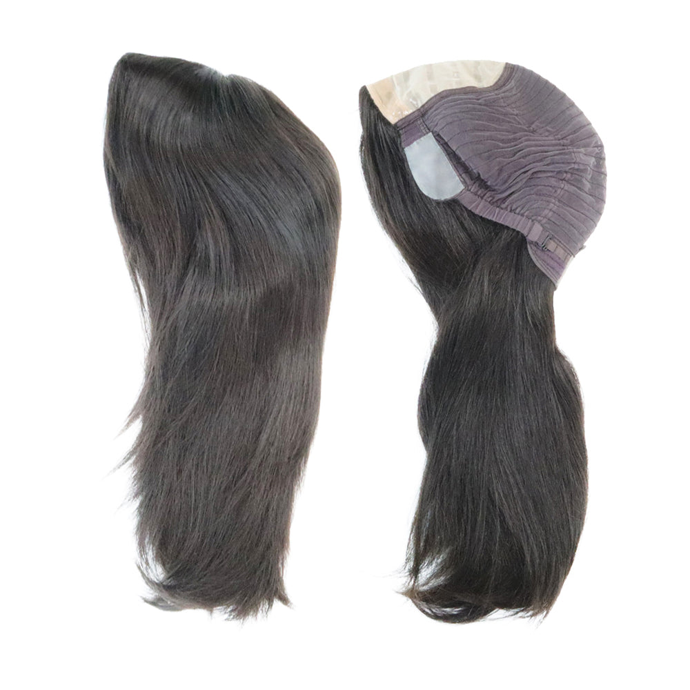 Silketop-paryk til kvinder med 1/8" foldet blonde og 1" polybelægning foran