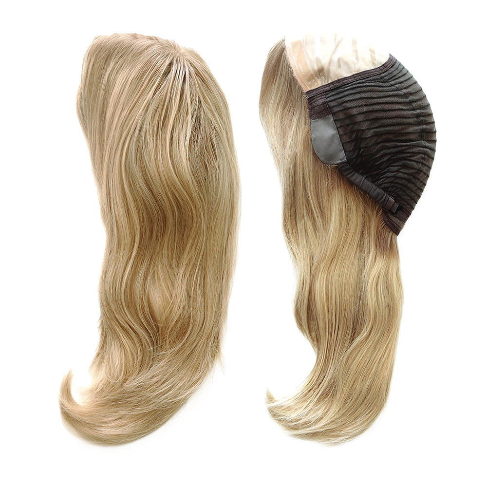 Silketop-paryk til kvinder med 1/8" foldet blonde og 1" polybelægning foran