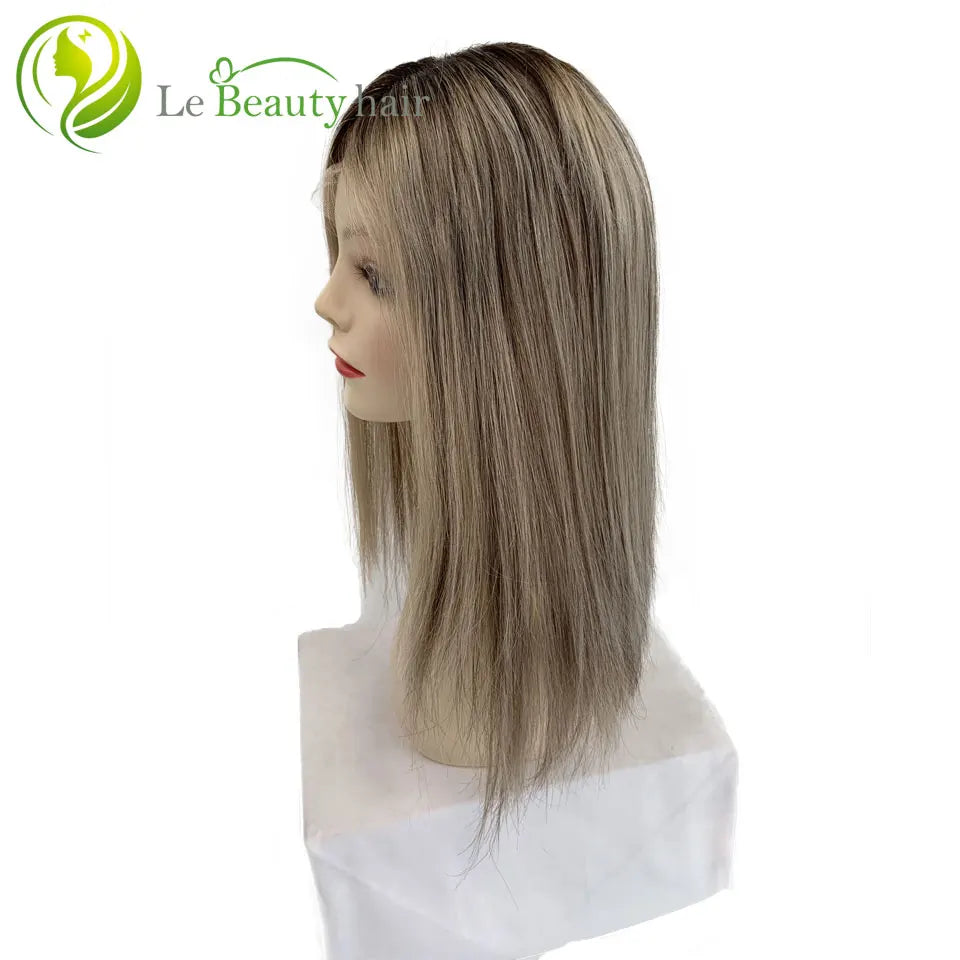 Parrucca ebraica kosher in capelli umani vergini europei non trattati, Sheitel con cima in pizzo svizzero trasparente per donne