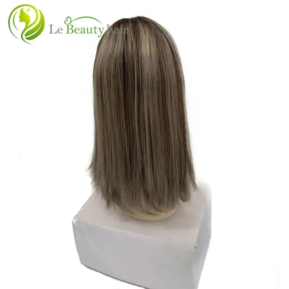 Jewish Kosher Wig Unprocessed European Virgin Human Hair Sheitel Transparent Swiss Lace Top Wigs for Women - top view