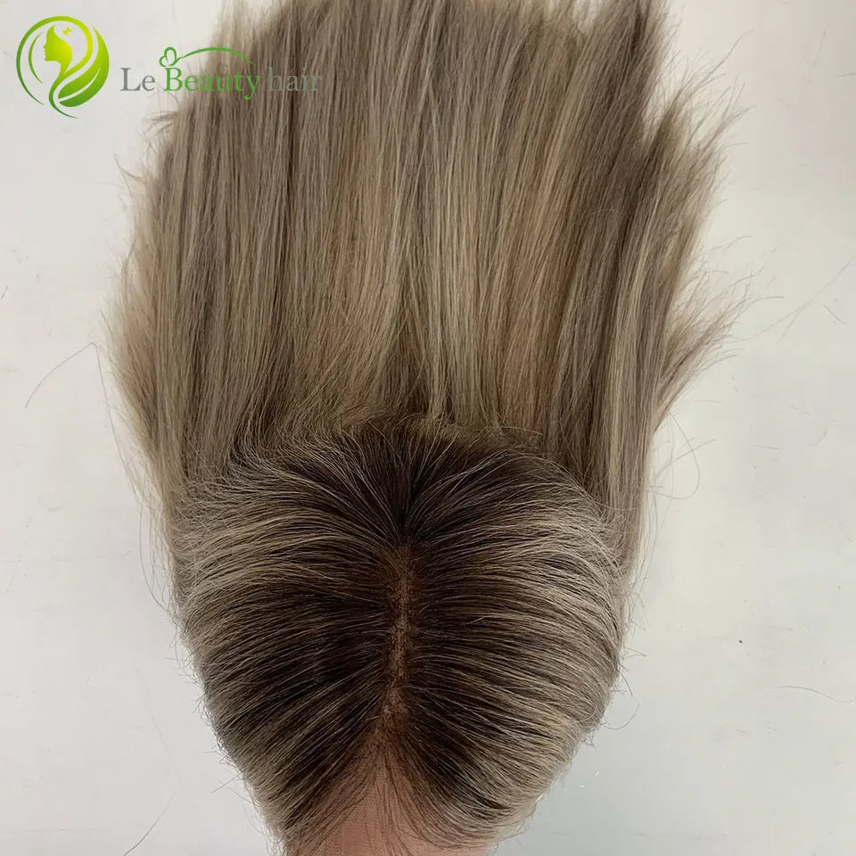 Parrucca ebraica kosher in capelli umani vergini europei non trattati, Sheitel con cima in pizzo svizzero trasparente per donne