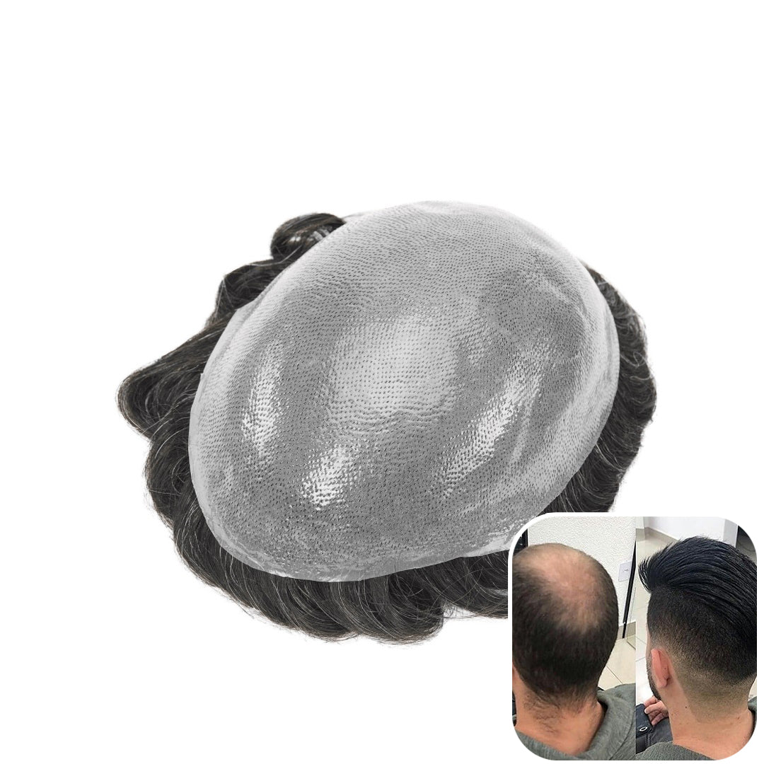Toupee Lelaki Kulit Nipis Penuh | Sistem Rambut Tahan Lama | Potongan rambut untuk Lelaki
