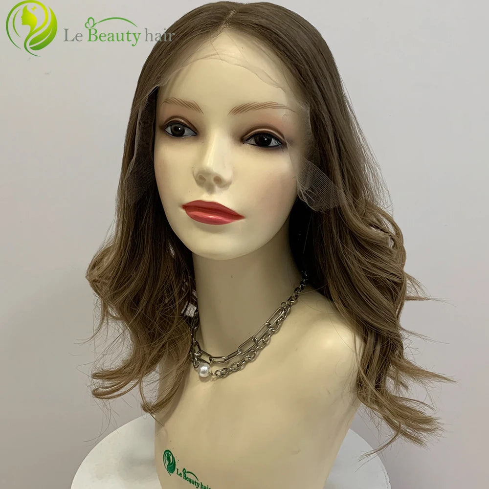 Jewish Kosher Blonde Human Hair Wig with Baby Hair - Wave Style Swiss Lace Front Single Knot