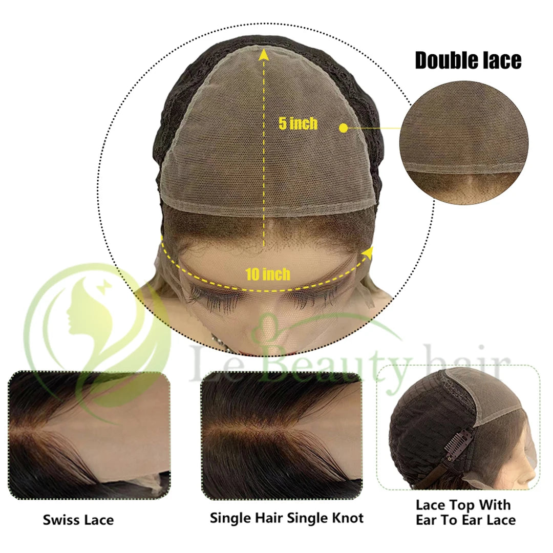 Natural Wave Brown Brazilian Human Hair Jewish Kosher Wig Swiss Lace Top with Baby Hair Single Knot