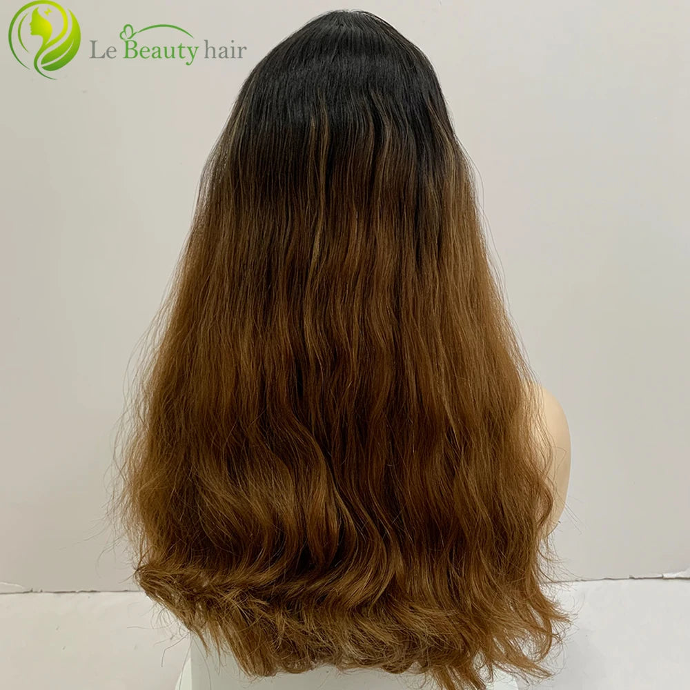 Naturlig bølge brun brasiliansk menneskehår jødisk kosher parykk sveitsisk lace topp med babyhår enkel knute