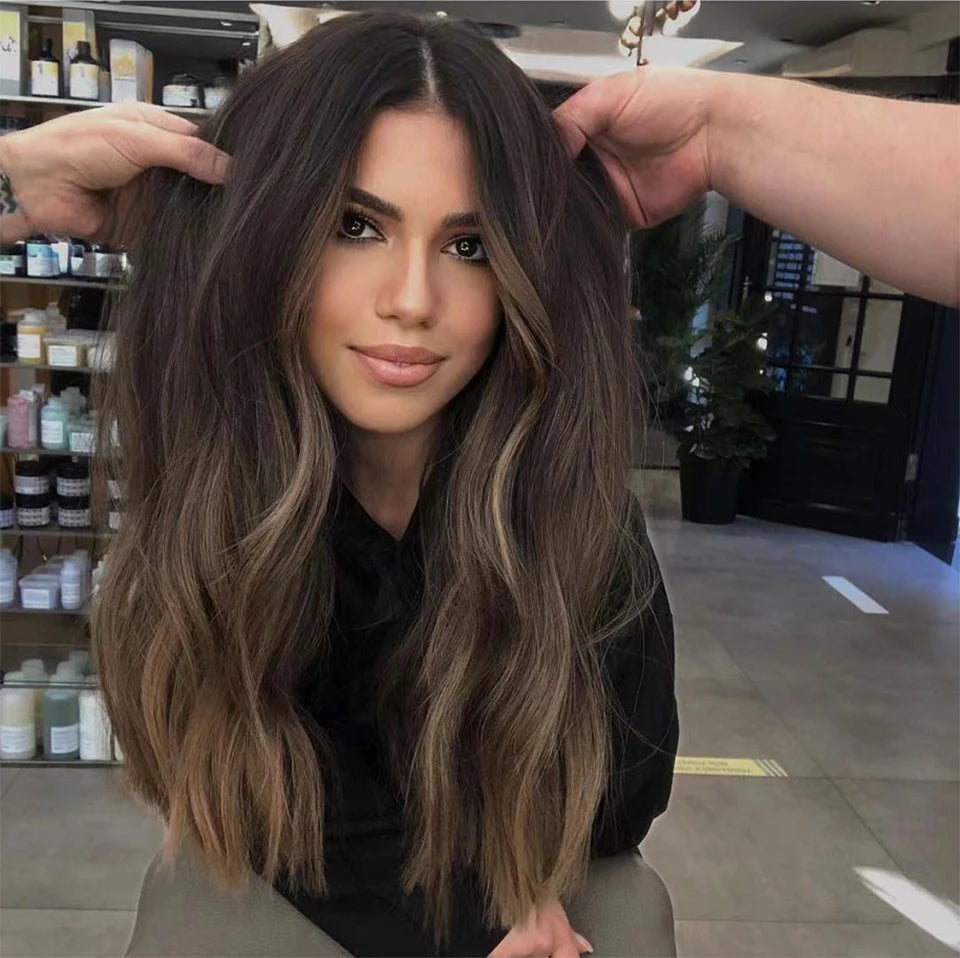 100% European Human Hair Highlight Lace Top Jewish Kosher Sheitels Wigs - top view