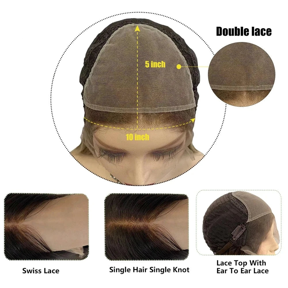 100% European Human Hair Highlight Lace Top Jewish Kosher Sheitels Wigs - top view 6