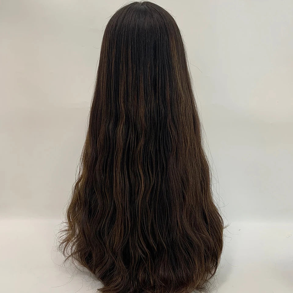 100% European Human Hair Highlight Lace Top Jewish Kosher Sheitels Wigs - top view 5