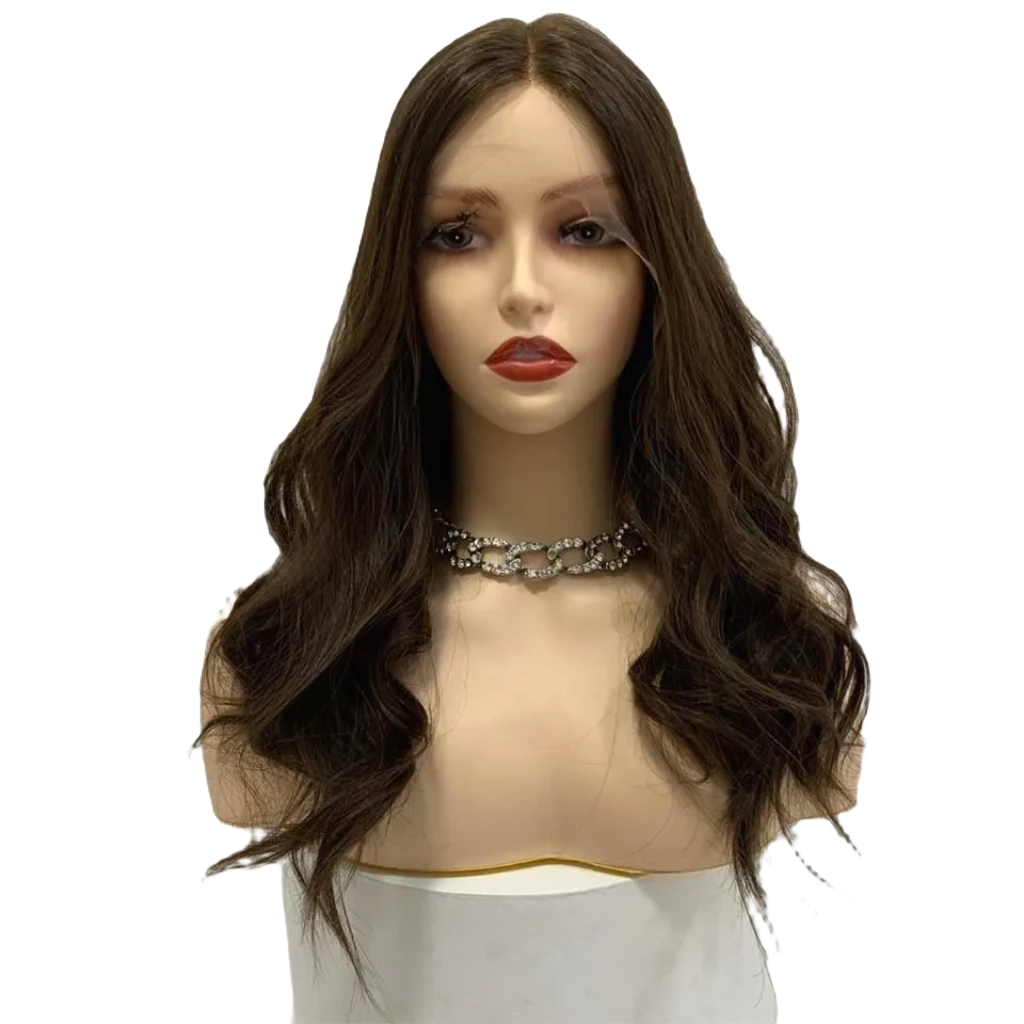 European Virgin Hair Jewish Kosher Wigs - Long Wavy Swiss Lace Front Wig With Baby Hair