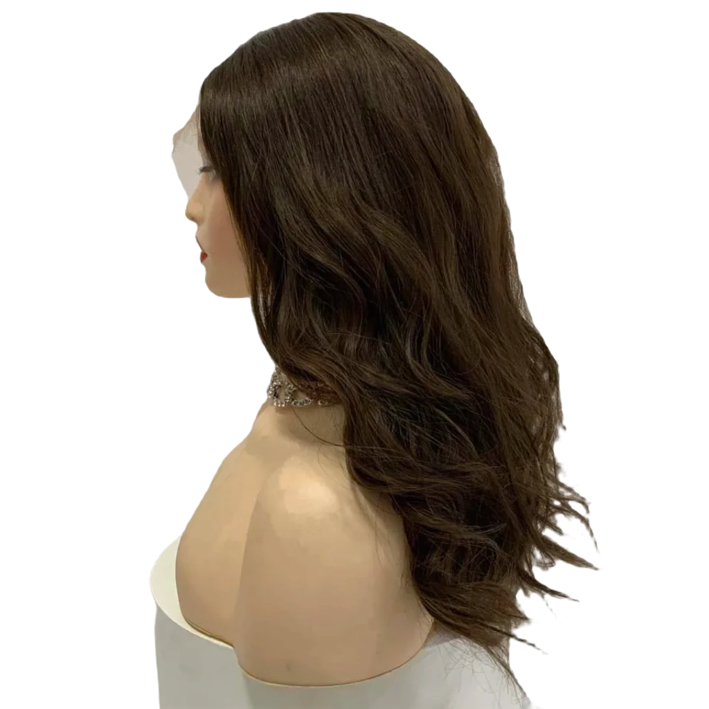 European Virgin Hair Jewish Kosher Wigs - Long Wavy Swiss Lace Front Wig With Baby Hair