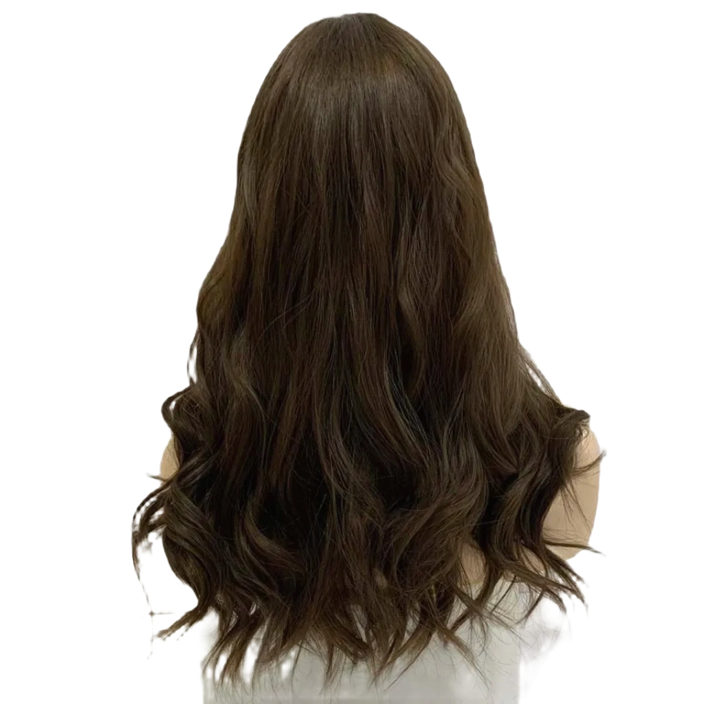 European Virgin Hair Jewish Kosher Wigs - Long Wavy Swiss Lace Front Wig With Baby Hair - top view