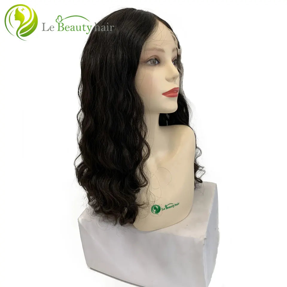 Jewish Kosher Wigs Natural Wave Unprocessed European Hair Lace Top Transparent Invisible Swiss Lace Wig - top view