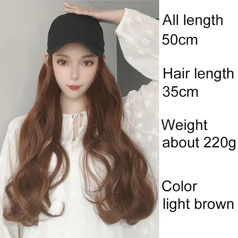 Синтетические длинные волосы 50 см, шапка, одно тело, женские длинные кудри, бейсболка с волнистыми волосами, комплект париков