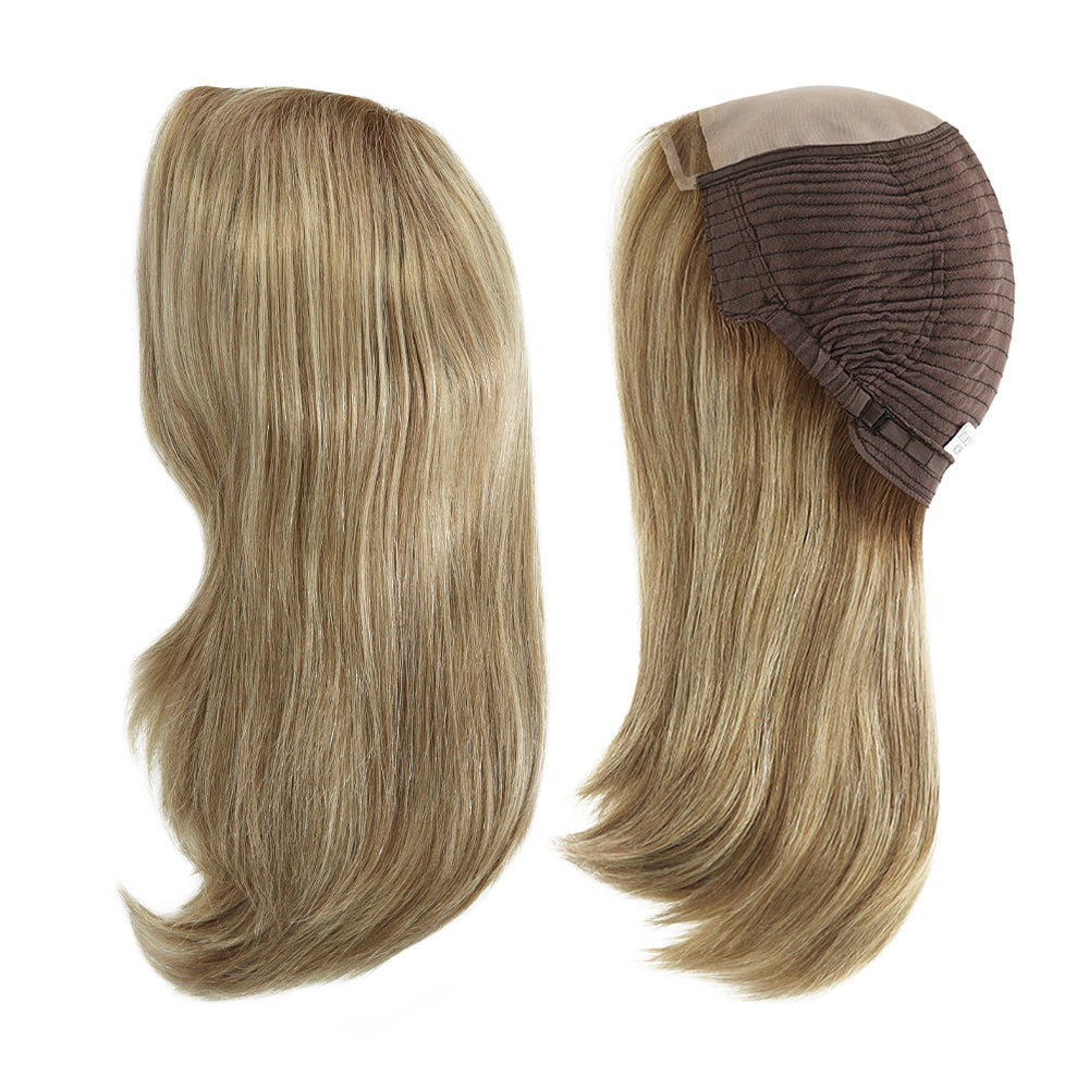 14,5" mono top med 1/2" blonde foran, menneskehår, jødisk paryk til kvinder