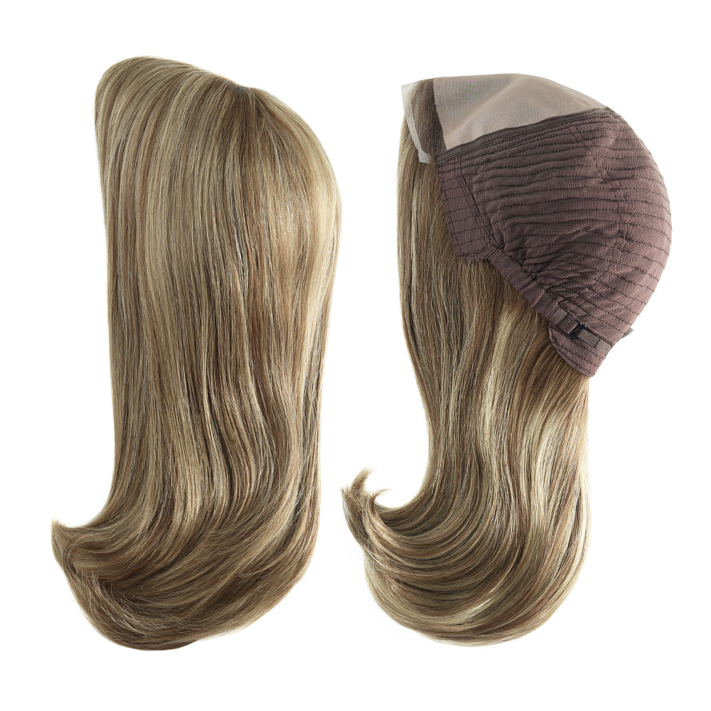 14,5" mono top med 1/2" blonde foran, menneskehår, jødisk paryk til kvinder