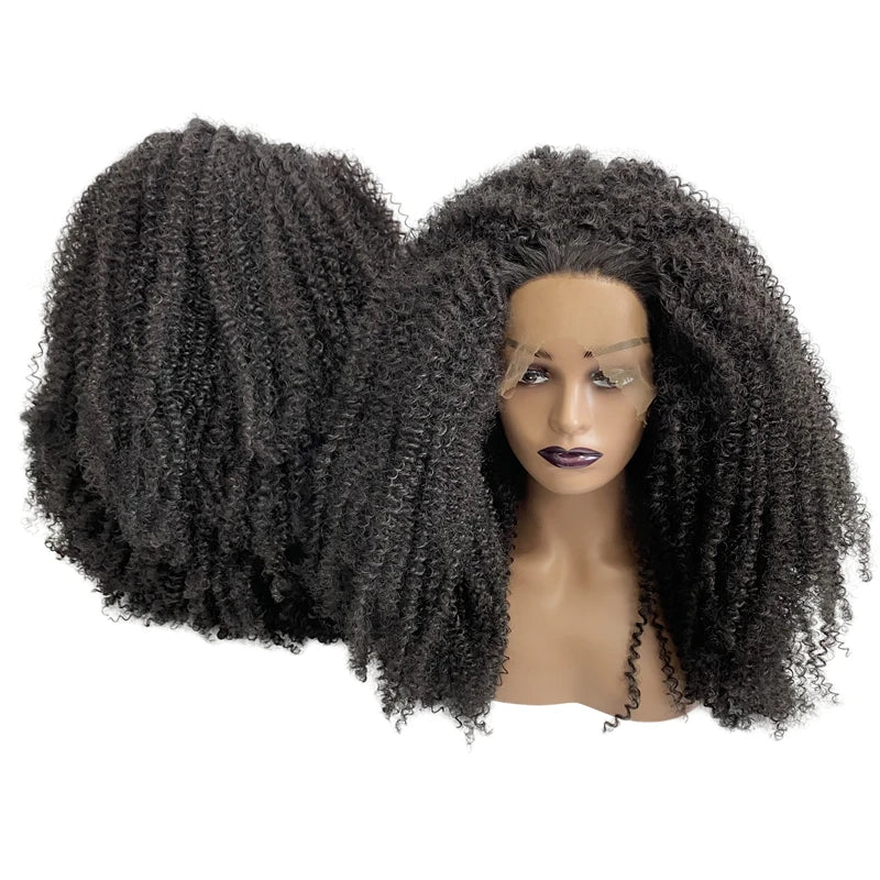 Parrucca Ricci Crespi Densità 150% in Pizzo Frontale per Donne Nere