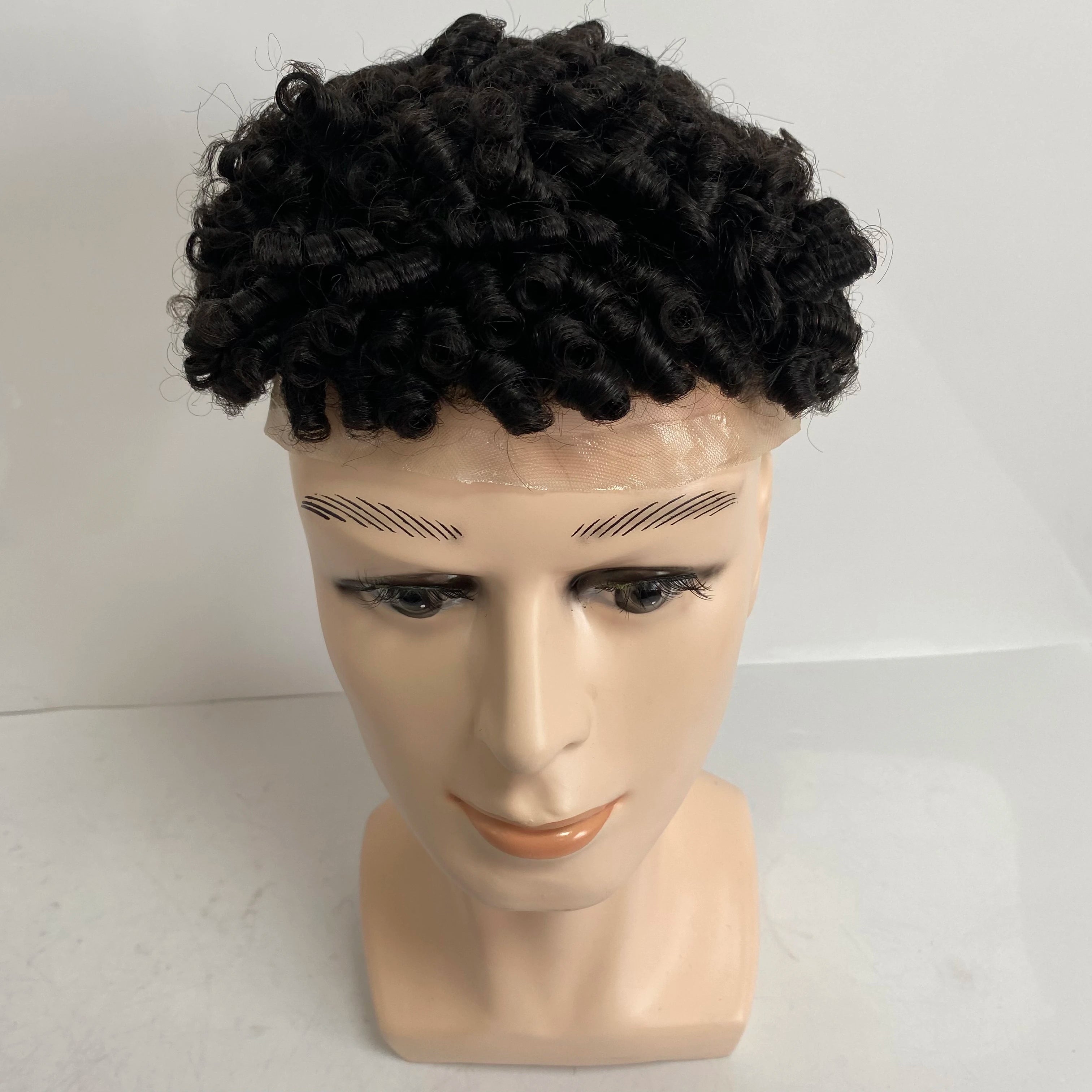 15mm Curl 7x9 Toupee Full Lace Units for Black Men