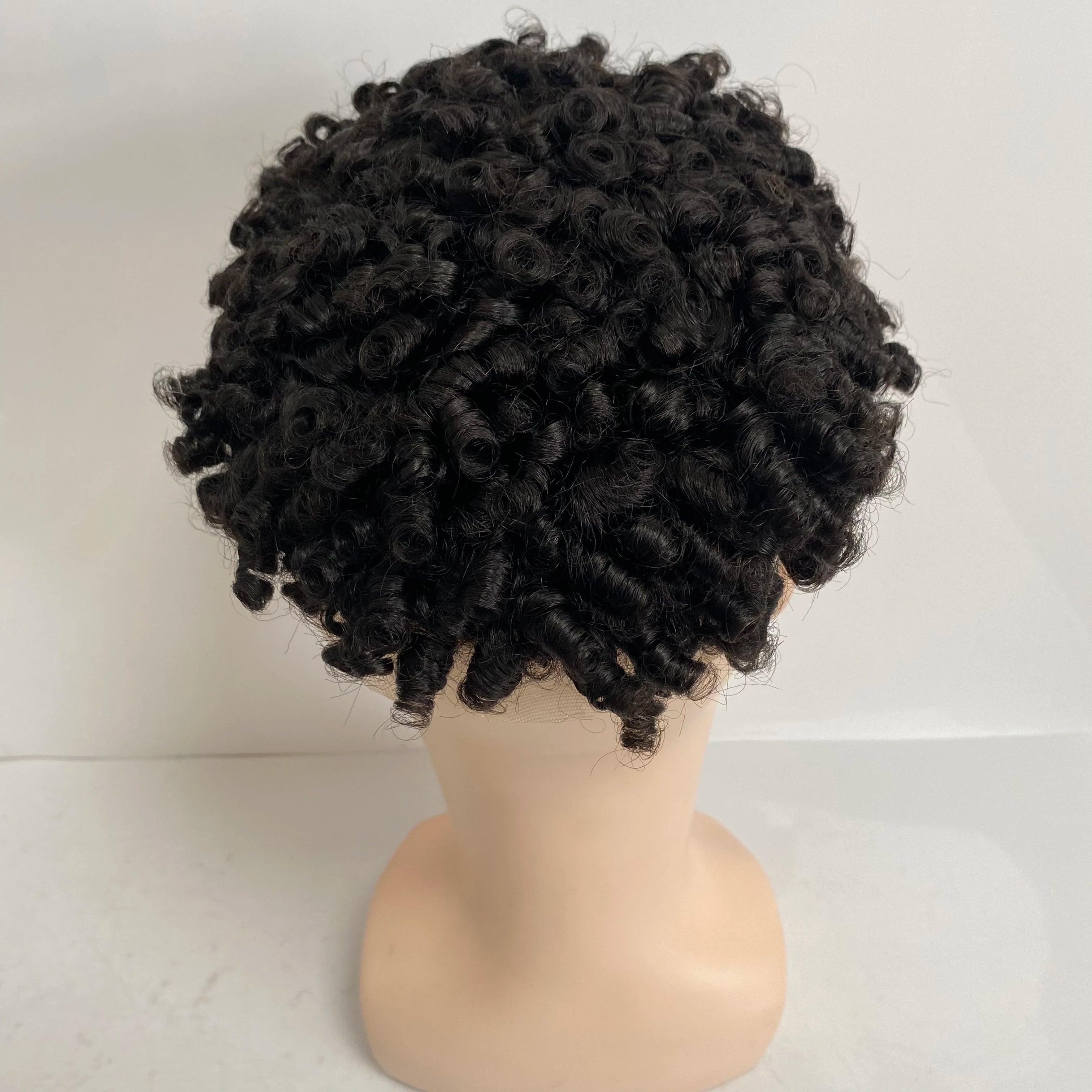 15mm Curl 7x9 Toupee Full Lace Units for Black Men