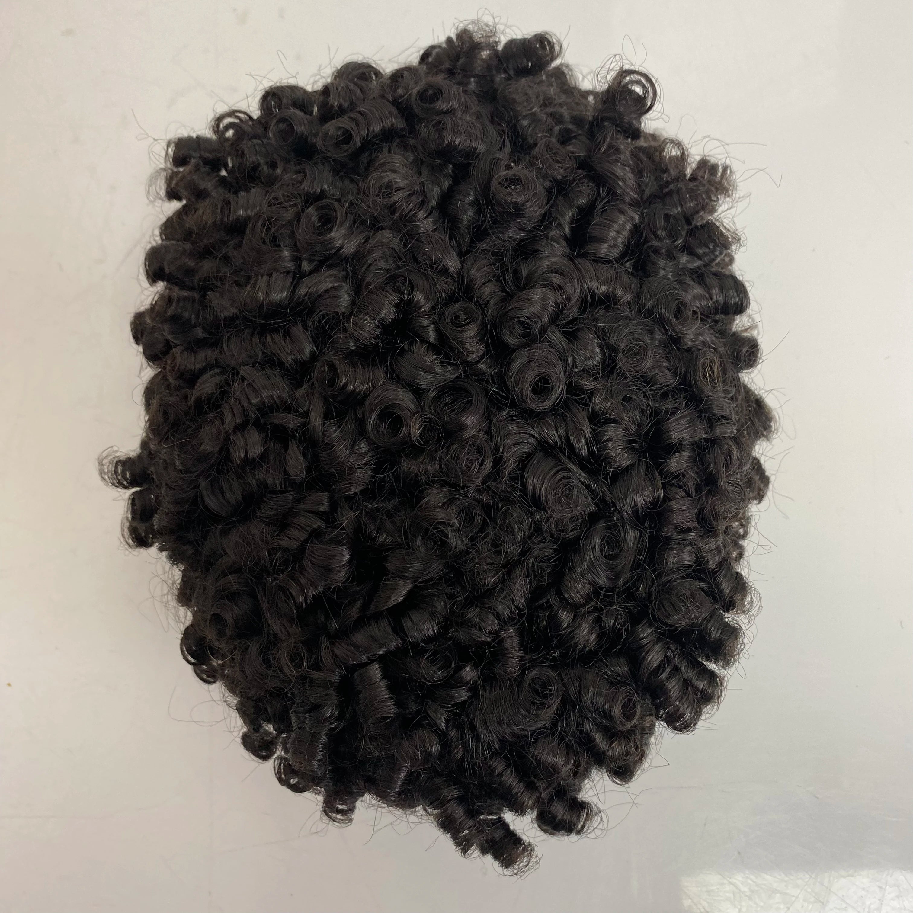 15mm Curl 7x9 Toupee Full Lace Units for Black Men