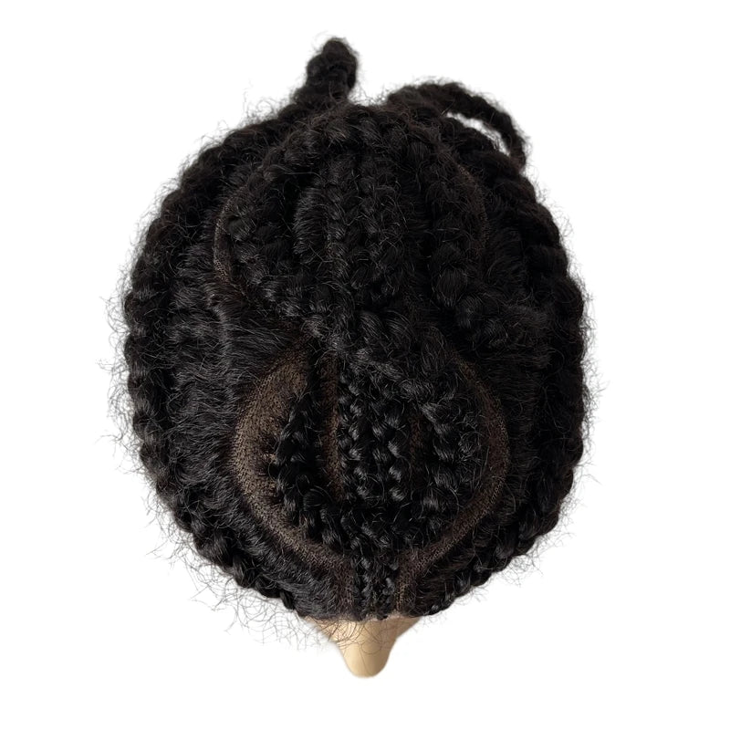Afro Corn US$ Braids Full Lace Human Hair Systems for Black Men 8&quot;x10&quot;