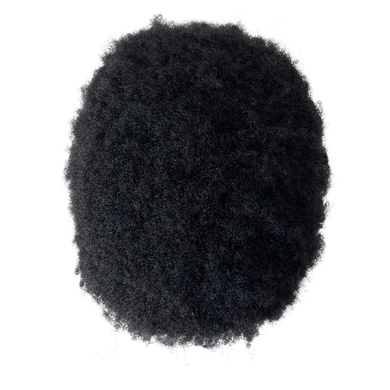 Malaysian Virgin Human Hair Afro Toupee 4mm Root Jet Black 8x10 Full Swiss Lace for Men - hair color detail