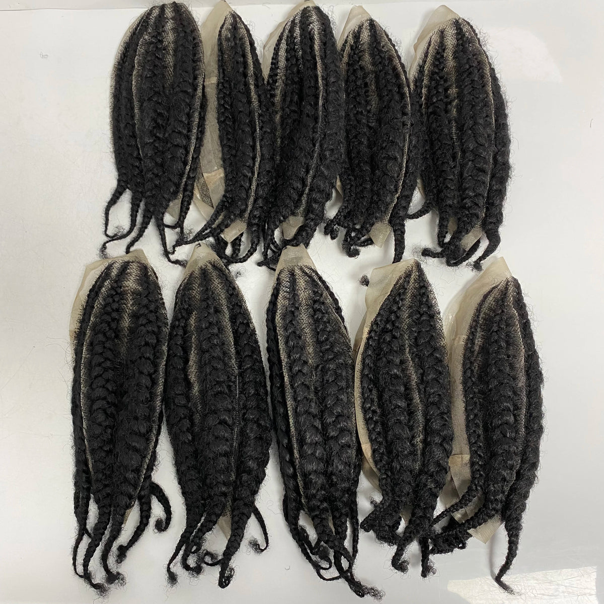 Malaysian Virgin Human Hair Afro Corn Braids Full Lace Toupee 8x10 Black 1B
