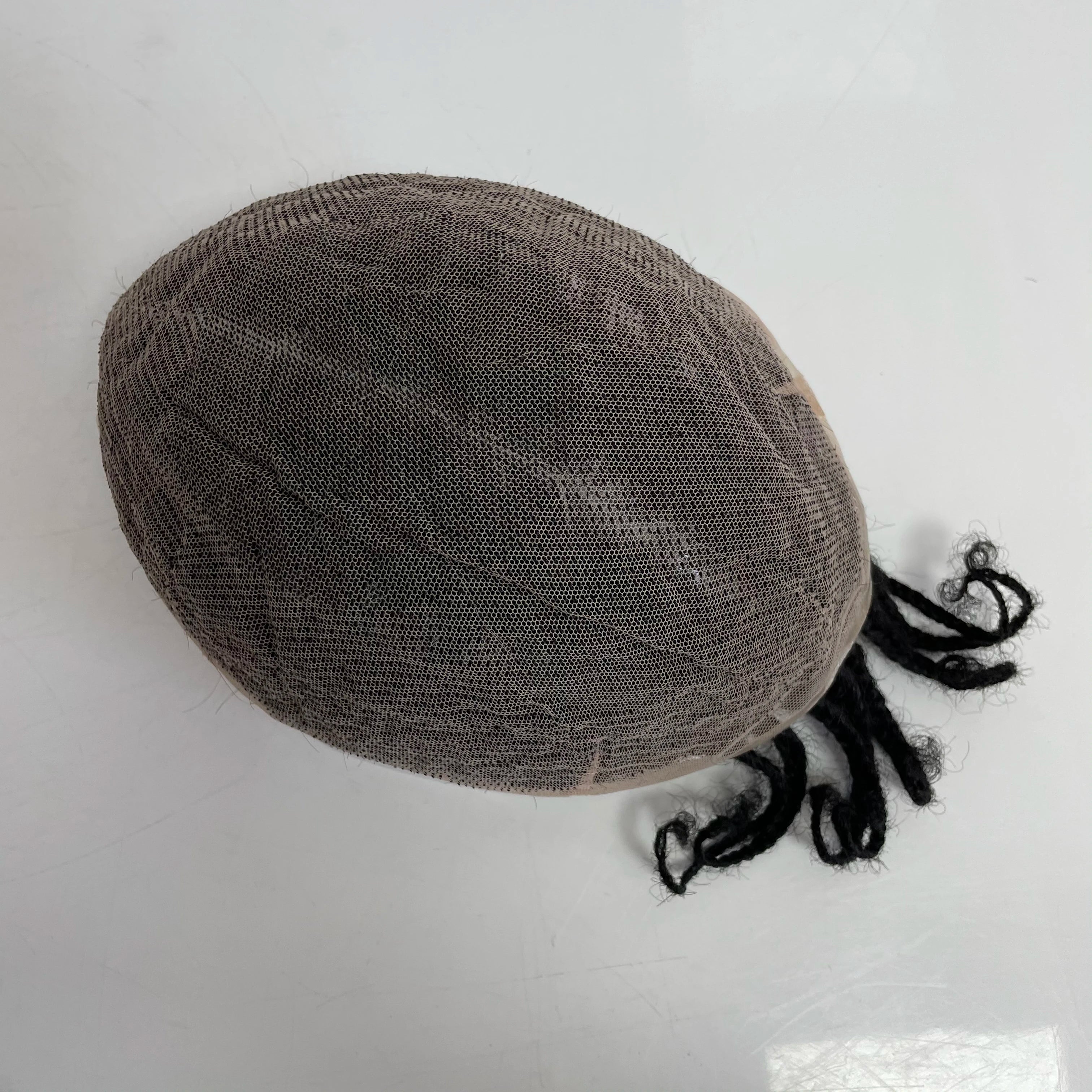 Maláj szűz emberi hajból készült afro fonott copfos teljes csipkés tupé 8x10 Fekete 1B