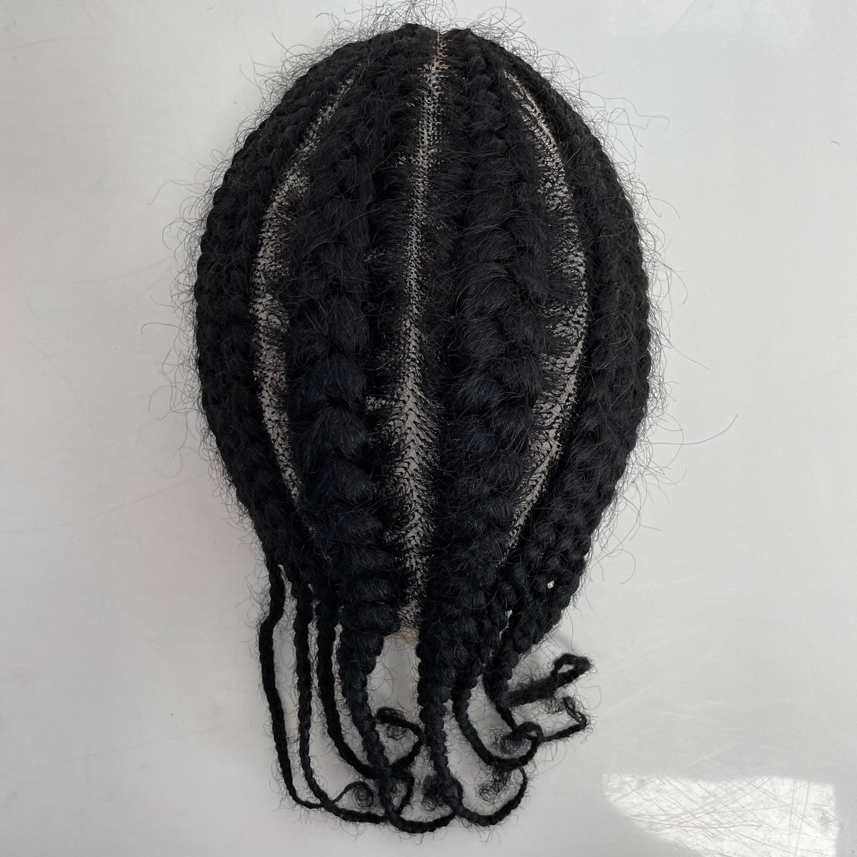 Malaysian Virgin Human Hair Afro Corn Braids Full Lace Toupee 8x10 Black 1B