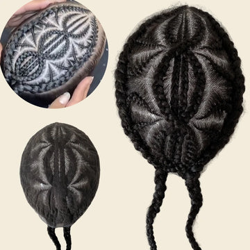 Dupla 8-as Corn Fonat Tupé Teljes Csipkés Afro Egységek Férfiaknak 8"x10"