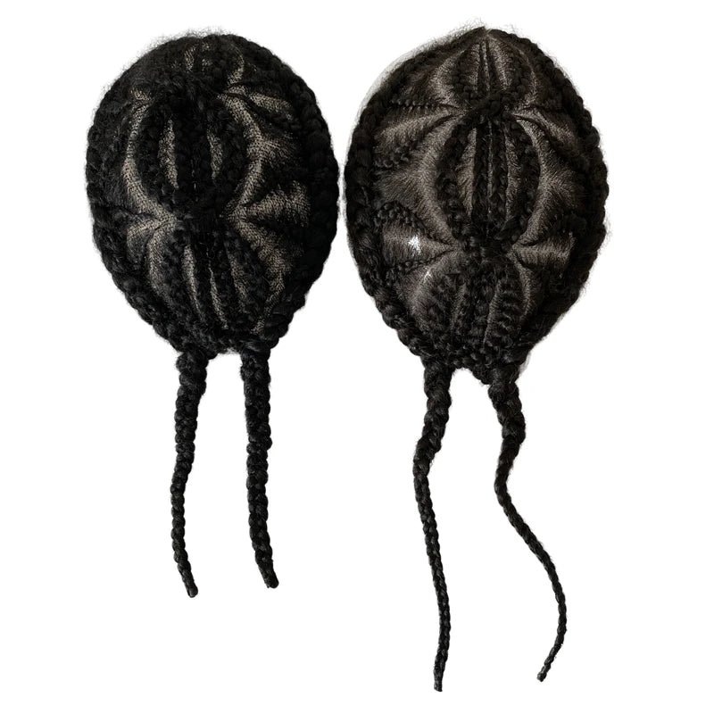 Double 8 Corn Braids Toupee Full Lace Afro Units for Men 8"x10" - worn view