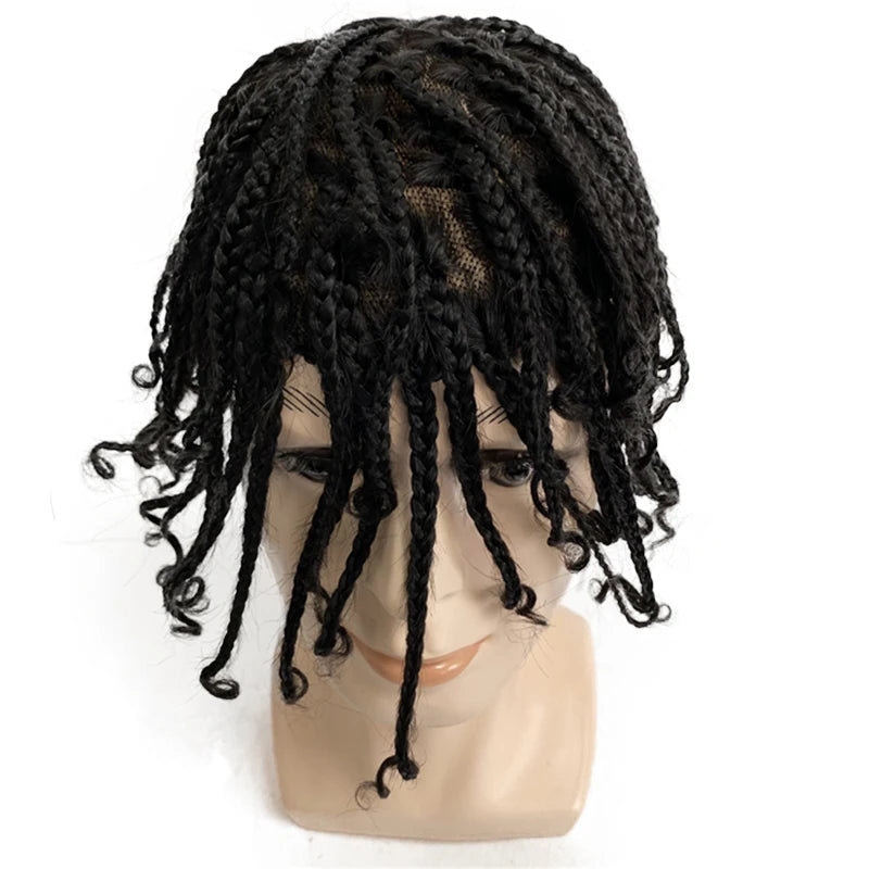 Braided Mono Lace Human Hair Toupee For Men