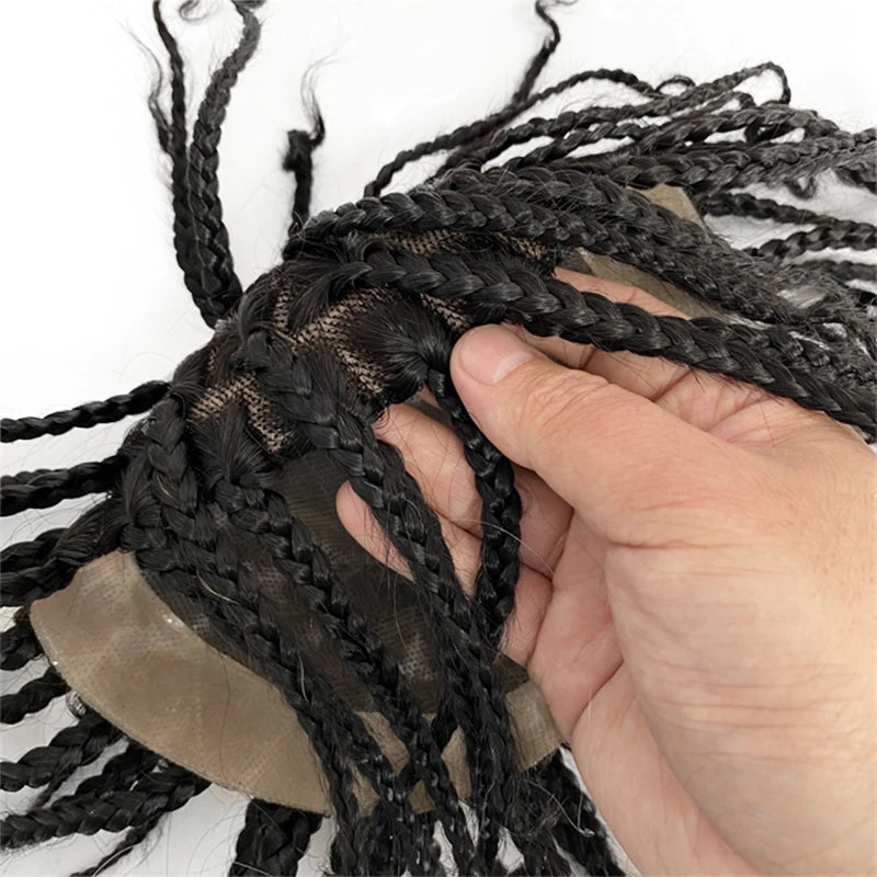 Braided Mono Lace Human Hair Toupee For Men