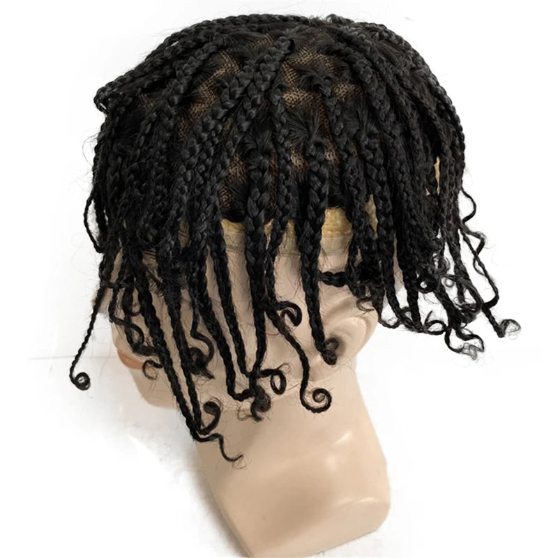 Braided Mono Lace Human Hair Toupee For Men
