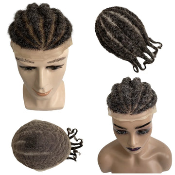 Root afro cornrow vlechten #1b/grijs volledige lace menselijk haarsysteem