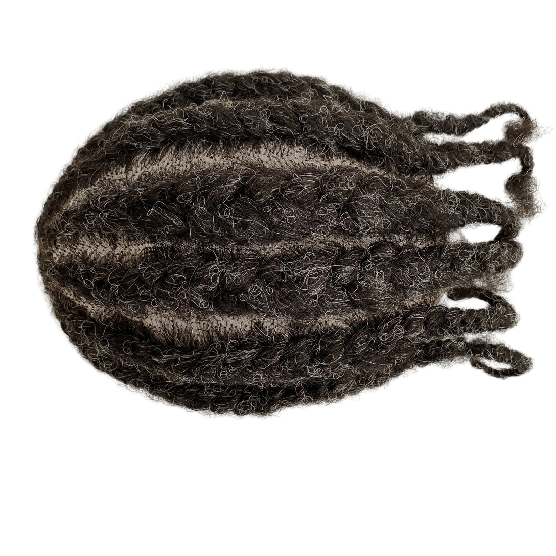 Root Afro Corn Braids #1b/grey Full Lace Human Hair System - product view