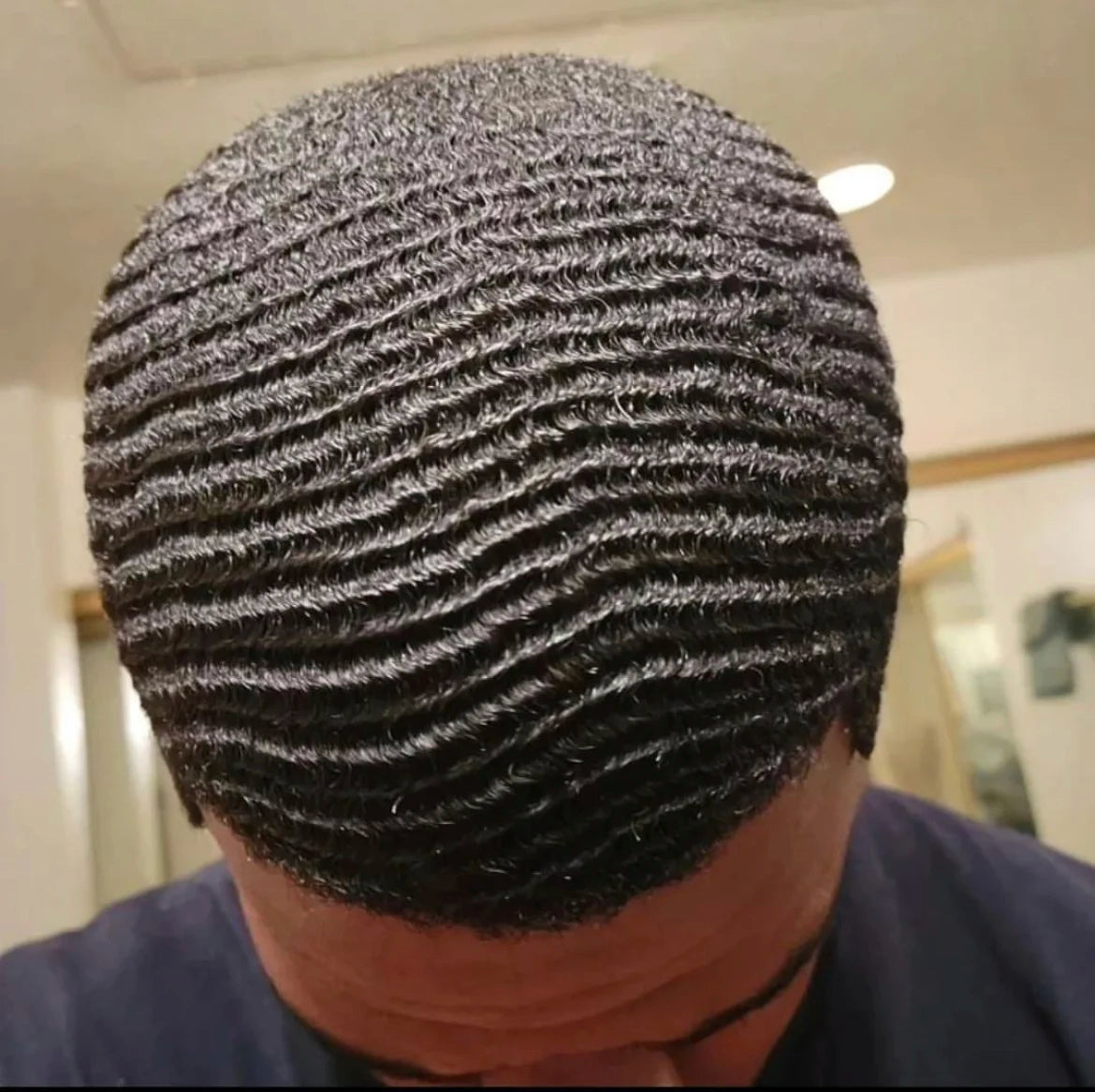 Root 6mm Wave Unit Mono Toupee for Black Men