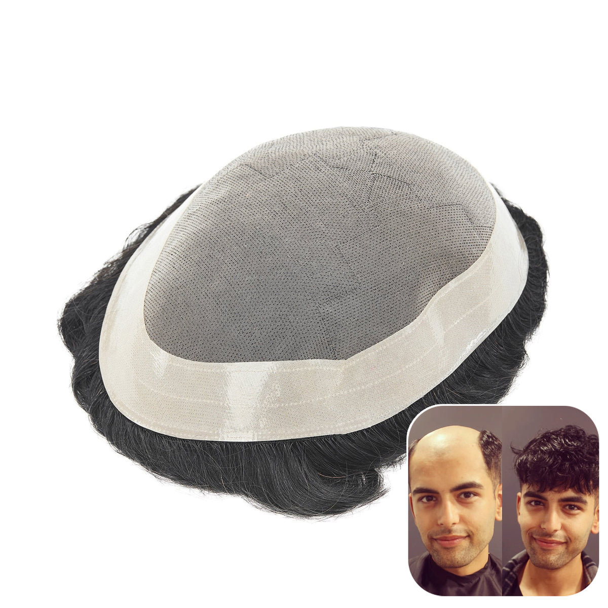 Strong and Durable Mono Men&#39;s Hairpieces | Fine Mono with PU Perimeter Men&#39;s Hair System